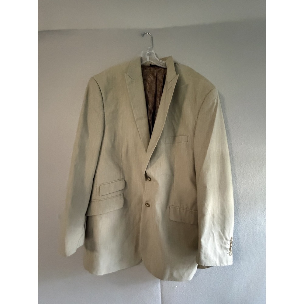 Michael Irvin 88 Suit Jacket Mens 48R Beige Poly Viscose 2 Button Formal